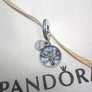 AUTHENTIC PANDORA SPARKLING FAMILY TREE DANGLE CHARM #791728CZ